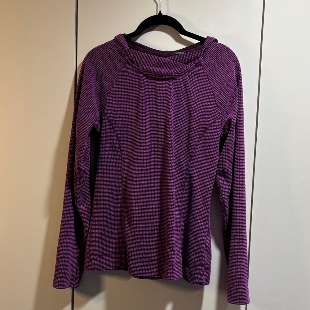 Eddie Bauer Deep Purple Knit Hoodie Womens Medium Textured Material Long Sleeve